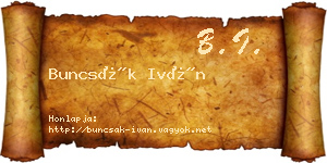 Buncsák Iván névjegykártya